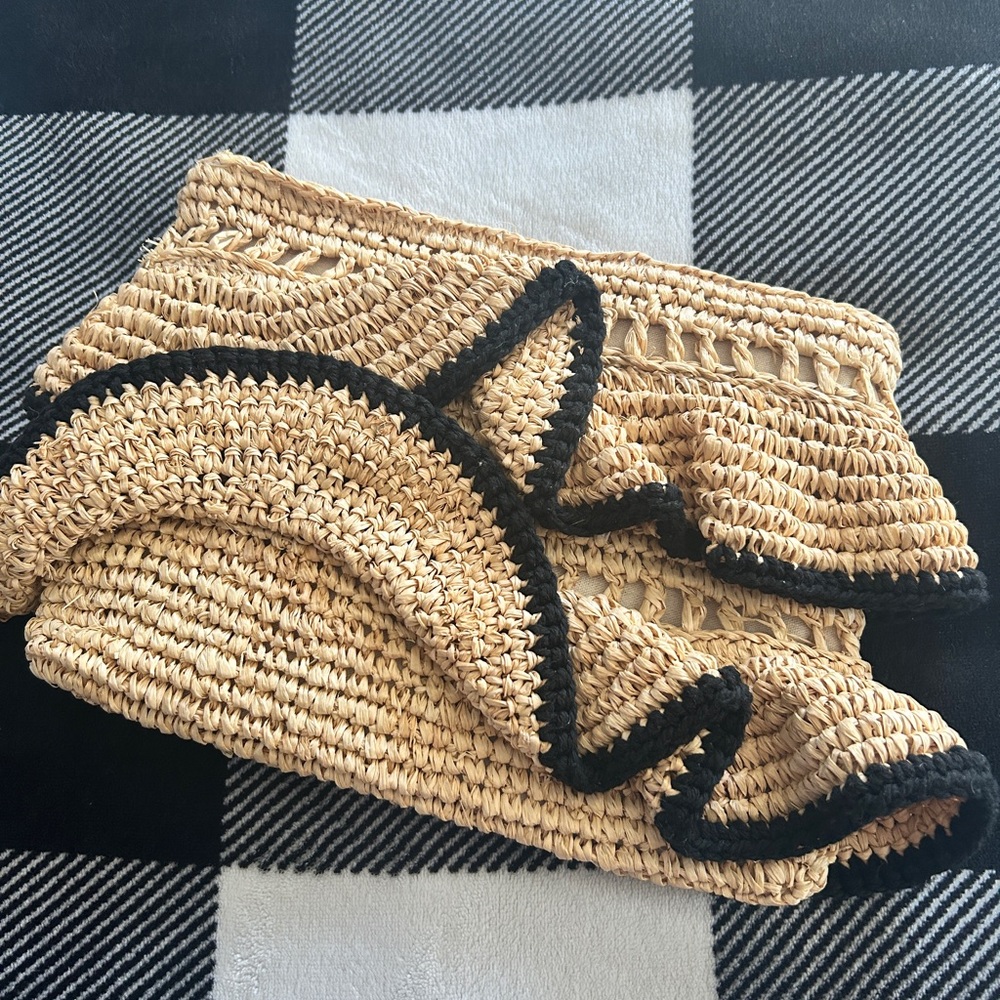 Nordstrom Crochet Clutch with Black Trim